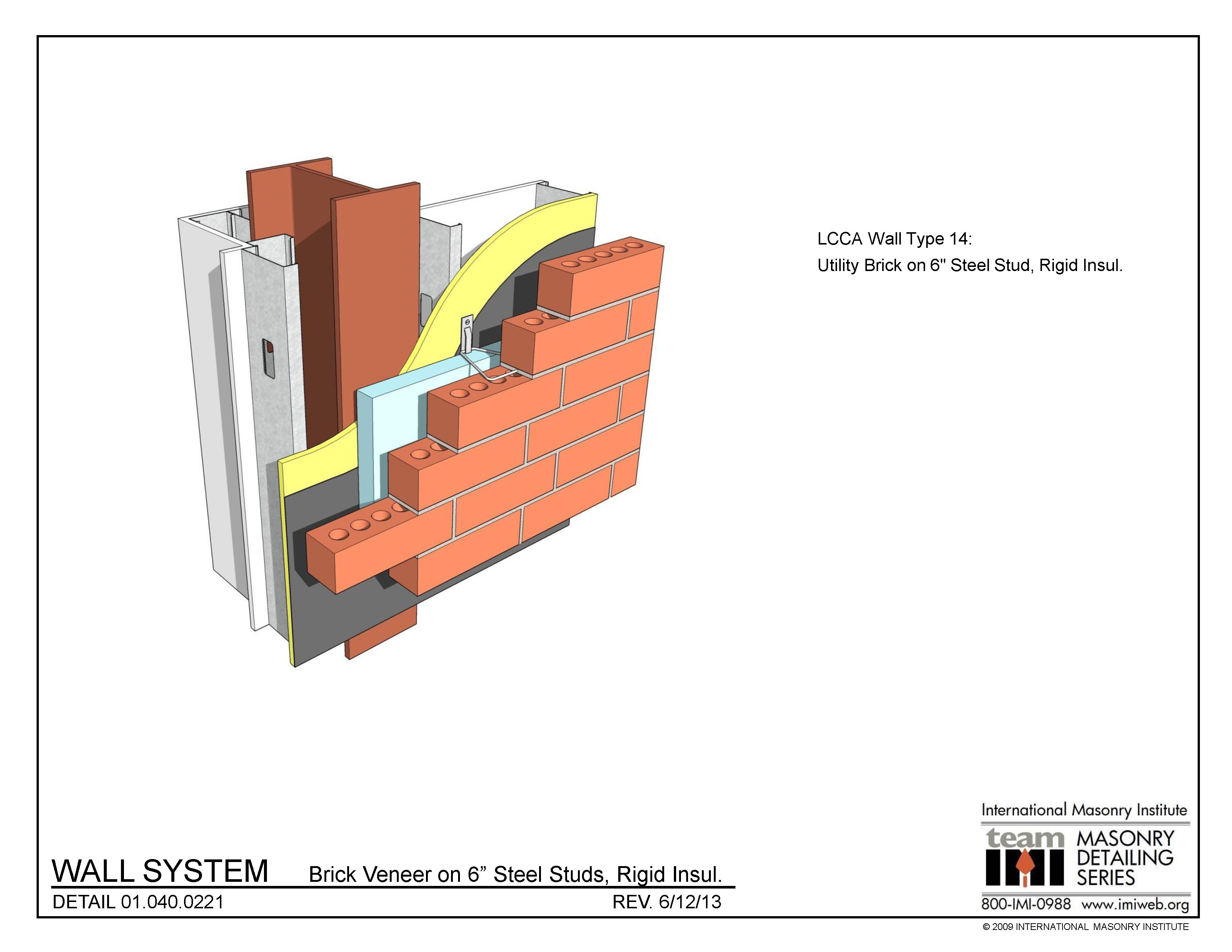01.040.0221: Wall System - Brick Veneer on 6” Steel Studs, Rigid Insul ...