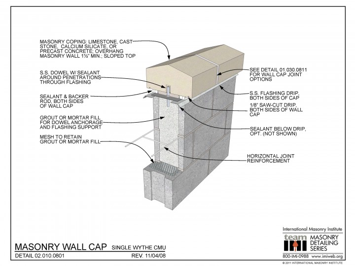 02.010.0801: Masonry Wall Cap - Single Wythe CMU | International