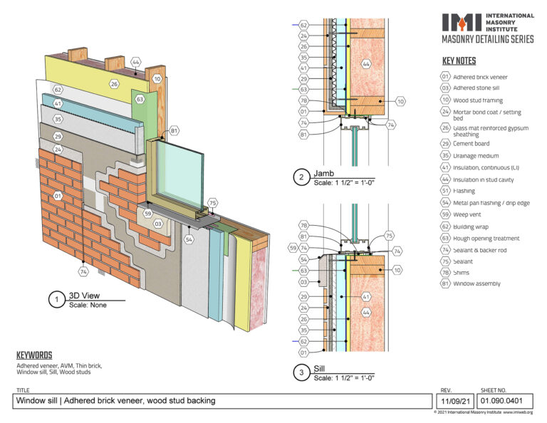 01.090.0401 Window Sill | Adhered Brick Veneer, Wood Stud Backing ...